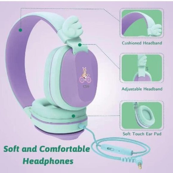 Kids Headphones - Wired - Stereo - Safe Volume Limiter - Foldable - Share Port - Picture 2 of 13
